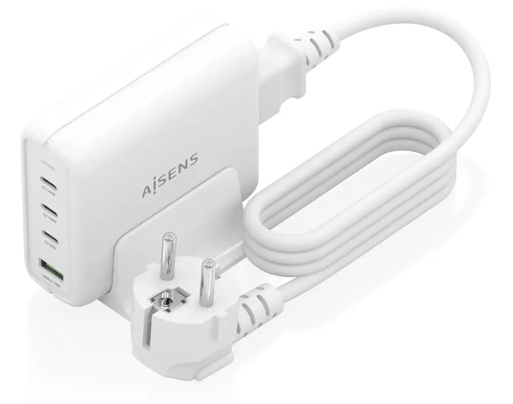 AISENS Cargador Sobremesa GaN 140W. 3x USB-C PD3.1 QC4.0 QC5.0. 1x USB-A QC3.0. Blanco - detalle