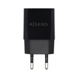 Cargador USB AISENS de 10W alta eficiencia en color negro, con salida de 5V/2A para cargar dispositivos electrónicos.