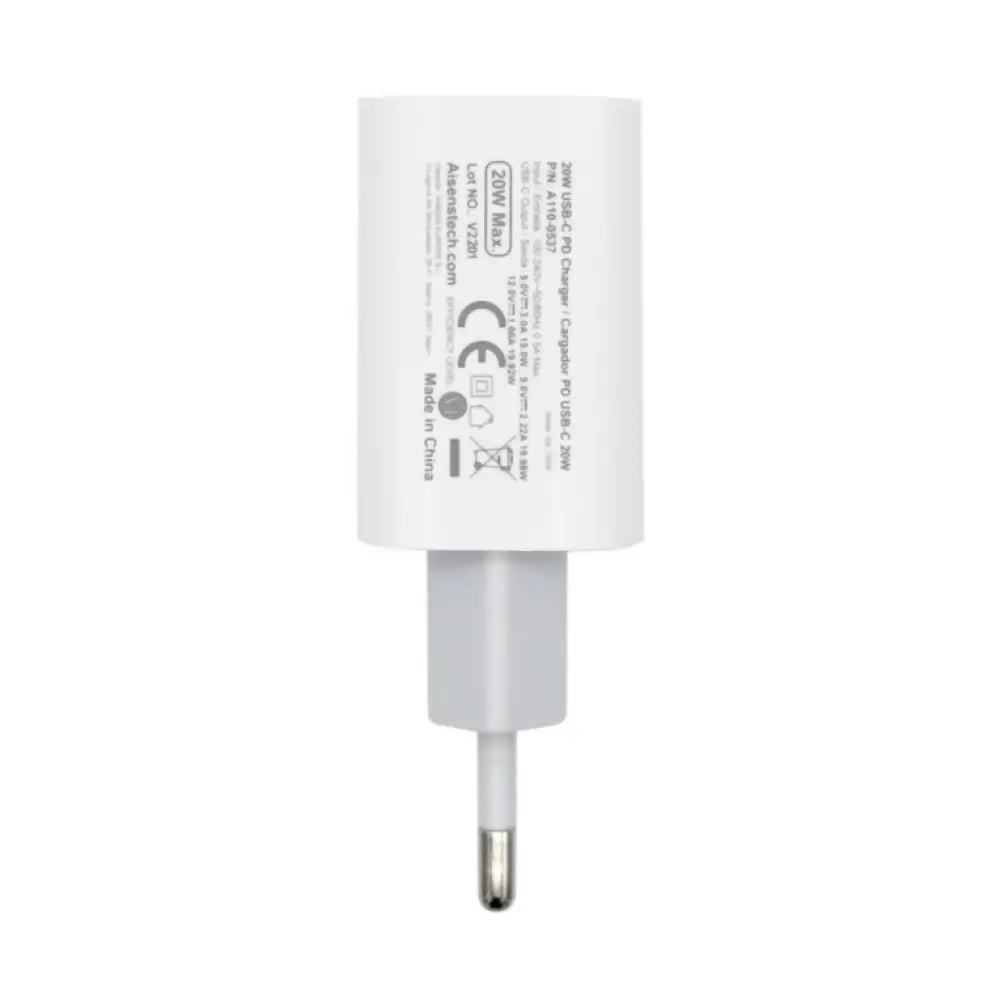 AISENS Cargador USB-C P?3.0 1 Puerto 1x USB-C 20 W. Blanco - detalle