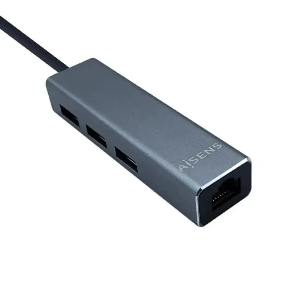 Aisens Conversor USB 3.0 Ethernet + 3 usb3.0 gris - detalle