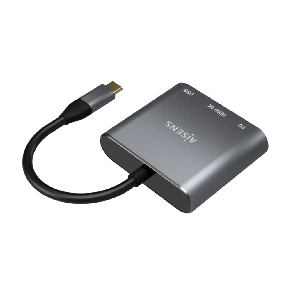 AISENS Conversor USB-C a HDMI/USB-C/Tipo A USB 3.0. 3 en 1. Gris. 15cm - detalle