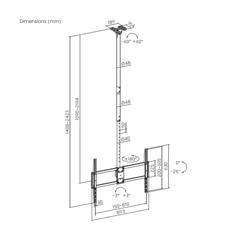AISENS CT100TSLE-393 soporte para TV 2.54 m (100") - detalle