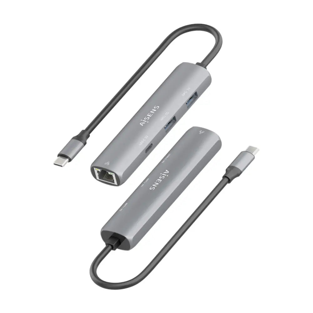 AISENS Dock USB-C A Ethernet Gigabit + Hub 1xUSB-C+2xUSB-A. Gris. 15cm - detalle