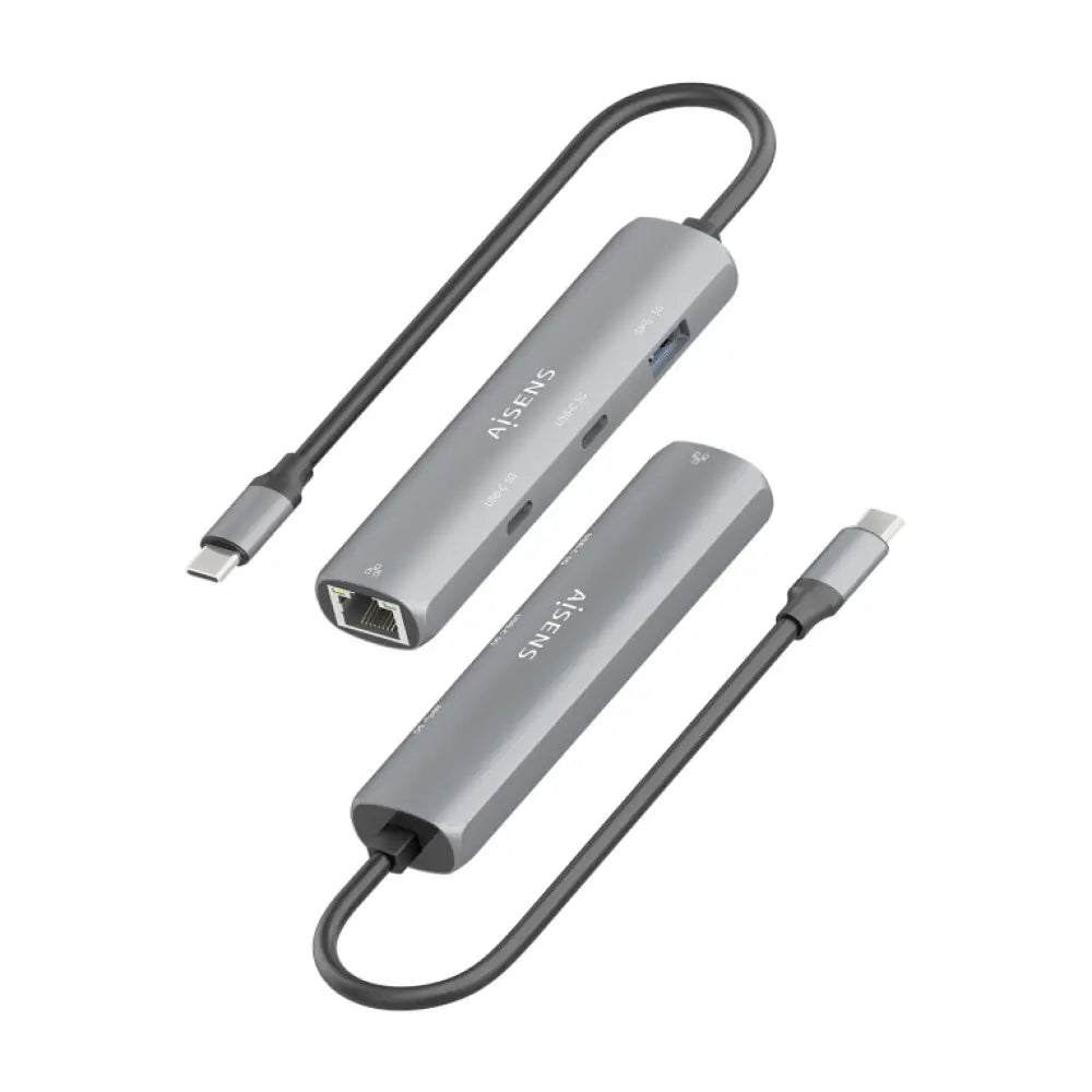 AISENS Dock USB-C A Ethernet Gigabit + Hub 2xUSB-C+1xUSB-A. Gris. 15cm - detalle