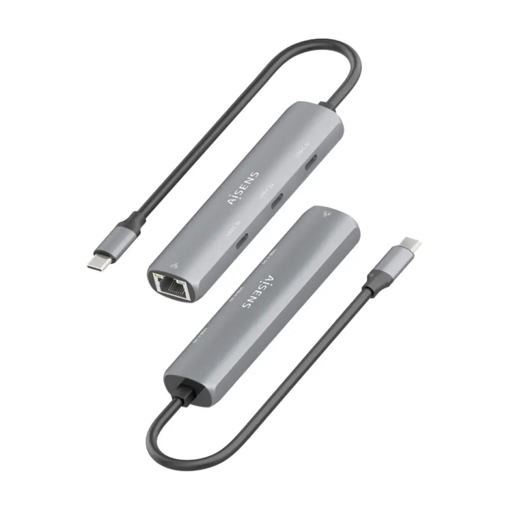 AISENS Dock USB-C A Ethernet Gigabit + Hub 3xUSB-C. Gris. 15cm - detalle