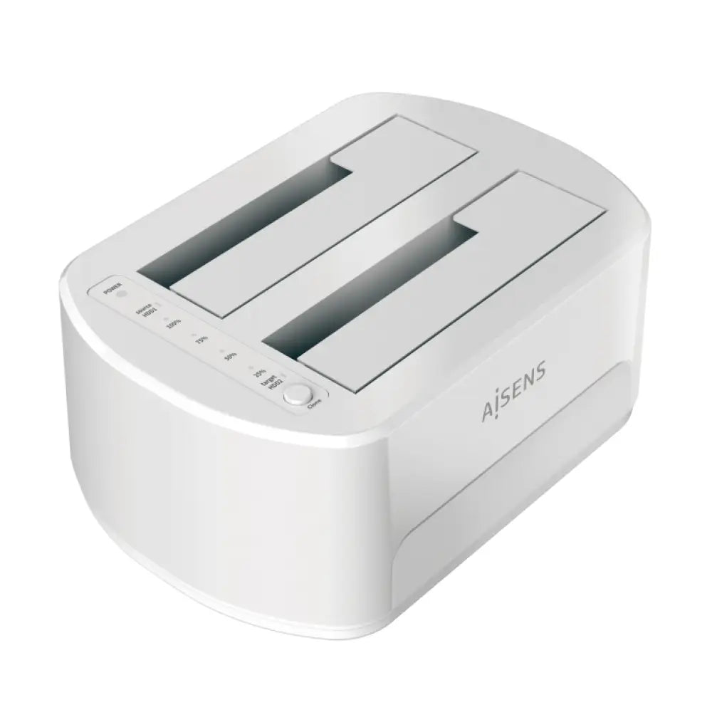 AISENS Estacion de Docking de Doble Bahia ASDS-D02W SATA 2.5/3.5 a USB 3.0/3.1 Gen1. Clone. Blanca - detalle