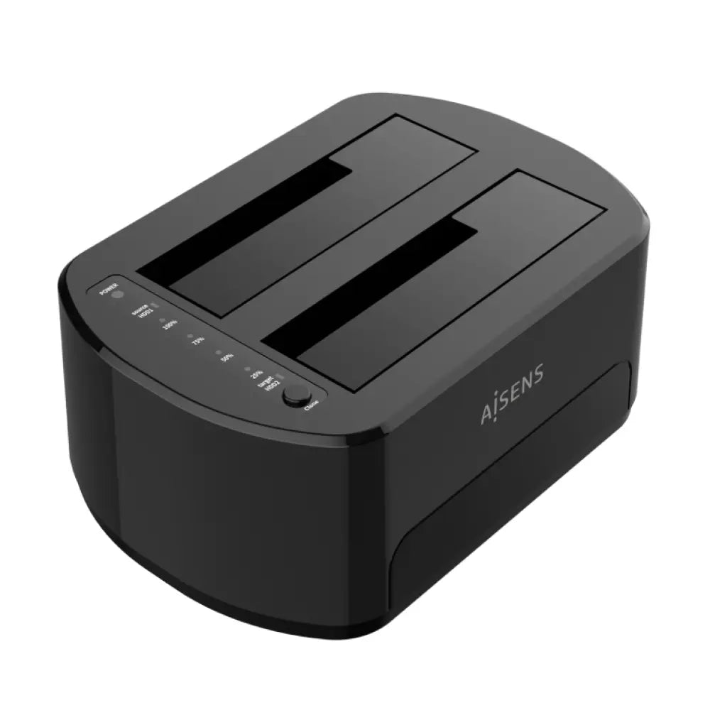 AISENS Estacion de Docking de Doble Bahia ASDS-D03B SATA 2.5/3.5 a USB 3.0/3.1 Gen1. Clone. Negra - detalle