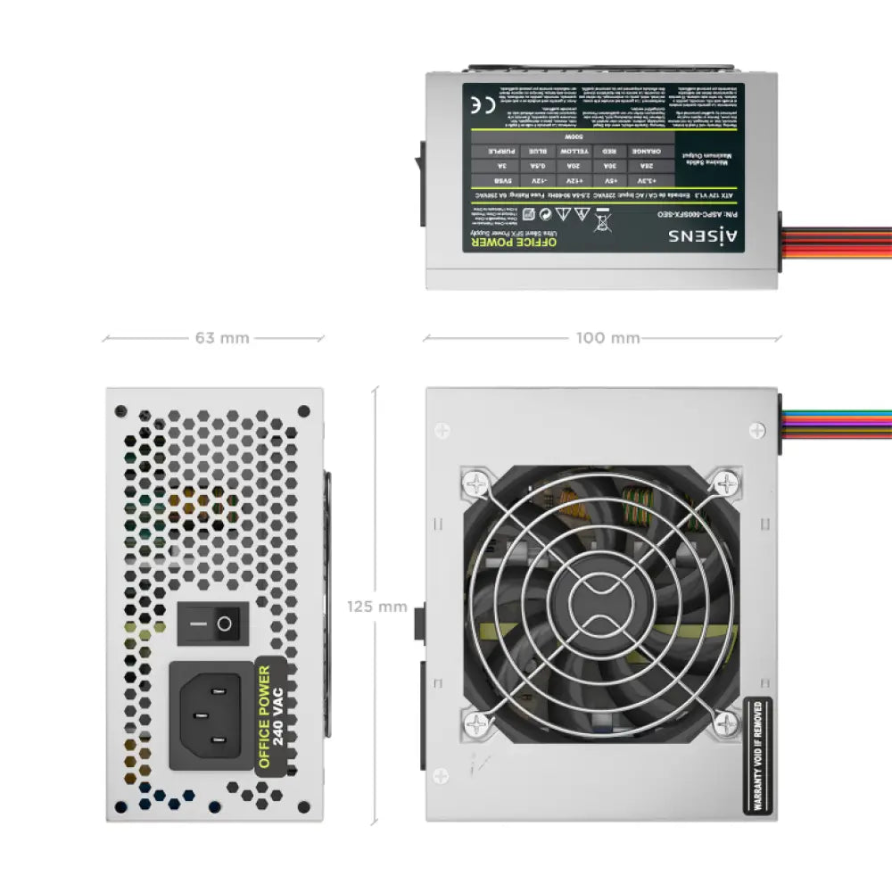 AISENS Fuente Alimentacion SFX 500W OEM. Plata - detalle