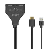 AISENS HDMI Duplicador 4K@30HZ 1×2 con Alimentación USB y Cable. Negro. 30 cm