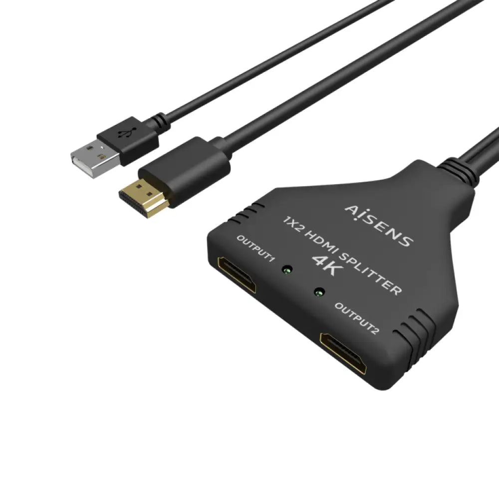 AISENS HDMI Duplicador 4K@30HZ 1×2 con Alimentación USB y Cable. Negro. 30 cm - detalle