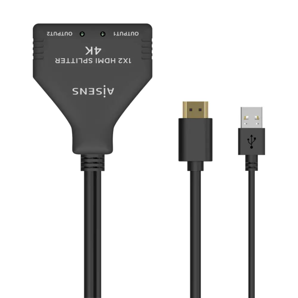 AISENS HDMI Duplicador 4K@30HZ 1×2 con Alimentación USB y Cable. Negro. 30 cm - detalle