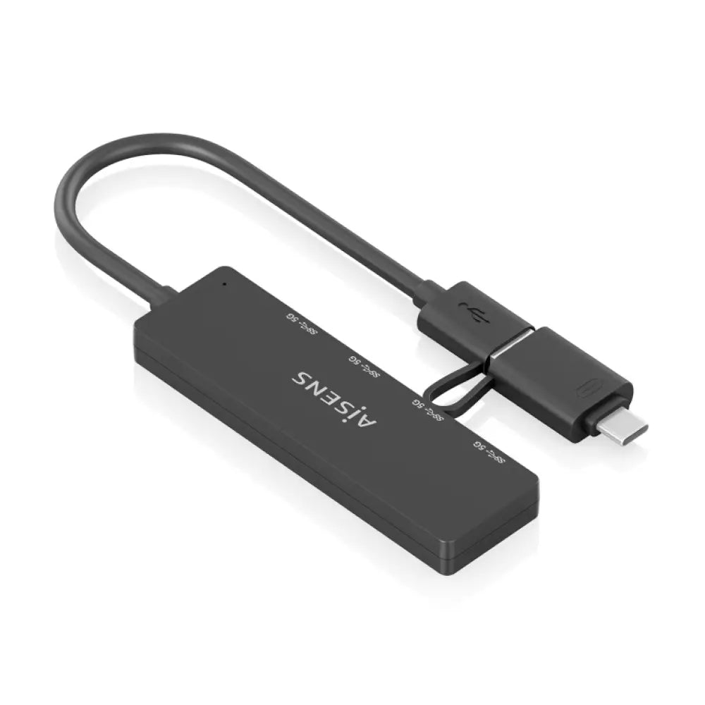 AISENS Hub USB 3.1 USB-C USB-A. USB-C/M+USB-A/M-4xTIPO A/H. Negro. 15cm - detalle