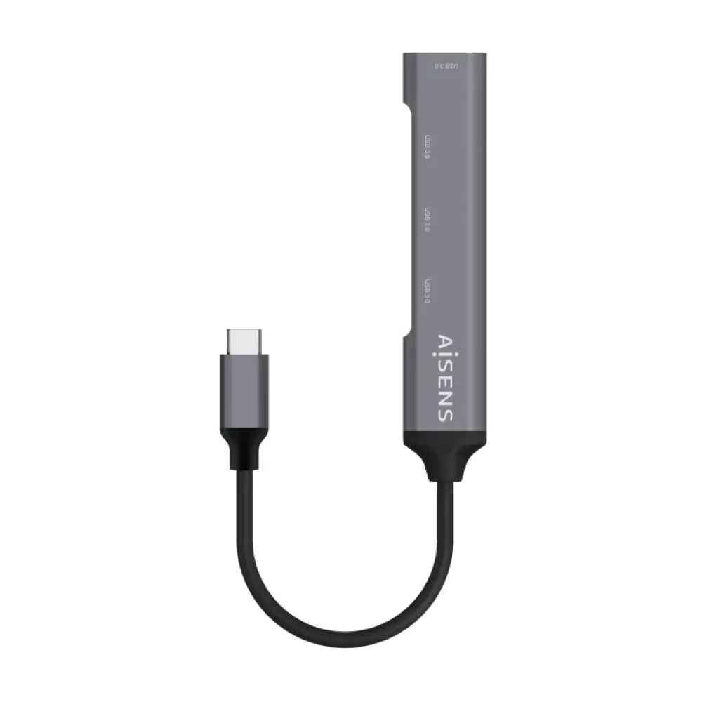 AISENS Hub USB 3.1 USB-C. Tipo C/M - 4x Tipo A/H. Gris. 10 cm - detalle