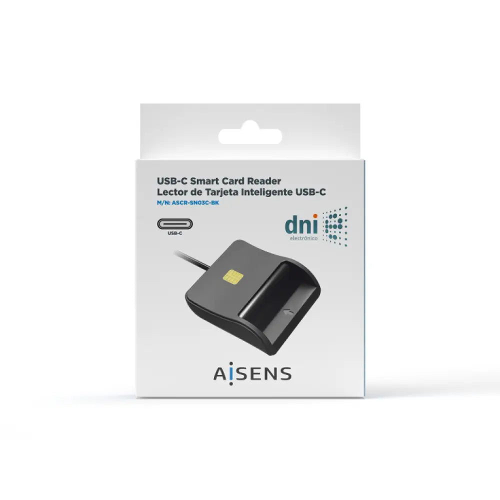 AISENS Lector De Tarjeta Inteligente DNI. USB-C. Negro - detalle