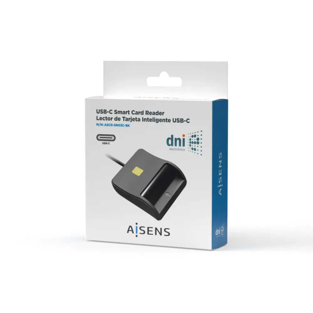 AISENS Lector De Tarjeta Inteligente DNI. USB-C. Negro - detalle