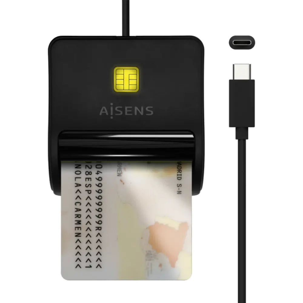 AISENS Lector De Tarjeta Inteligente DNI. USB-C. Negro - detalle