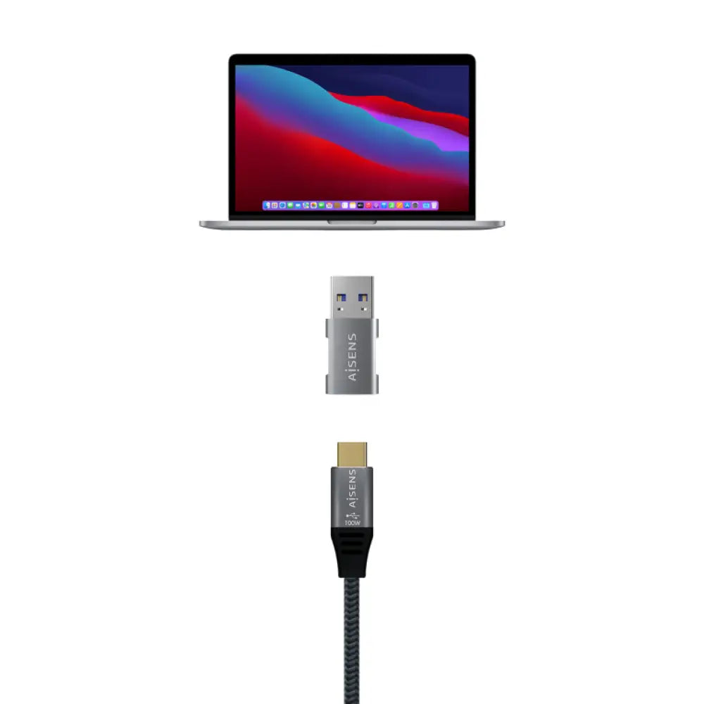 AISENS Mini Adaptador USB 3.2 GEN2 10G 3A. Tipo USB-C/H-A/M. Gris - detalle