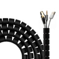 Pasacables organizador de cables en espiral AISENS, 25mm negro, de 2 metros para mantener ordenados los cables.