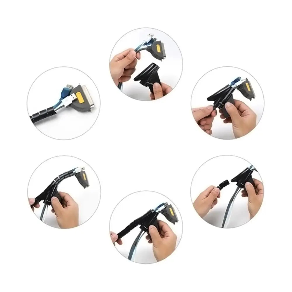 Pasacables en espiral negro AISENS de 2.0 m, organizador de cables de 25 mm de diámetro, para mantener cables ordenados.
