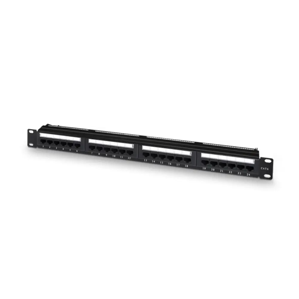 AISENS Panel De Parcheo De 24 Puertos RJ45 Cat.6 UTP. 19" 1U Dual IDC Con Gestion De Cables. Negro - detalle