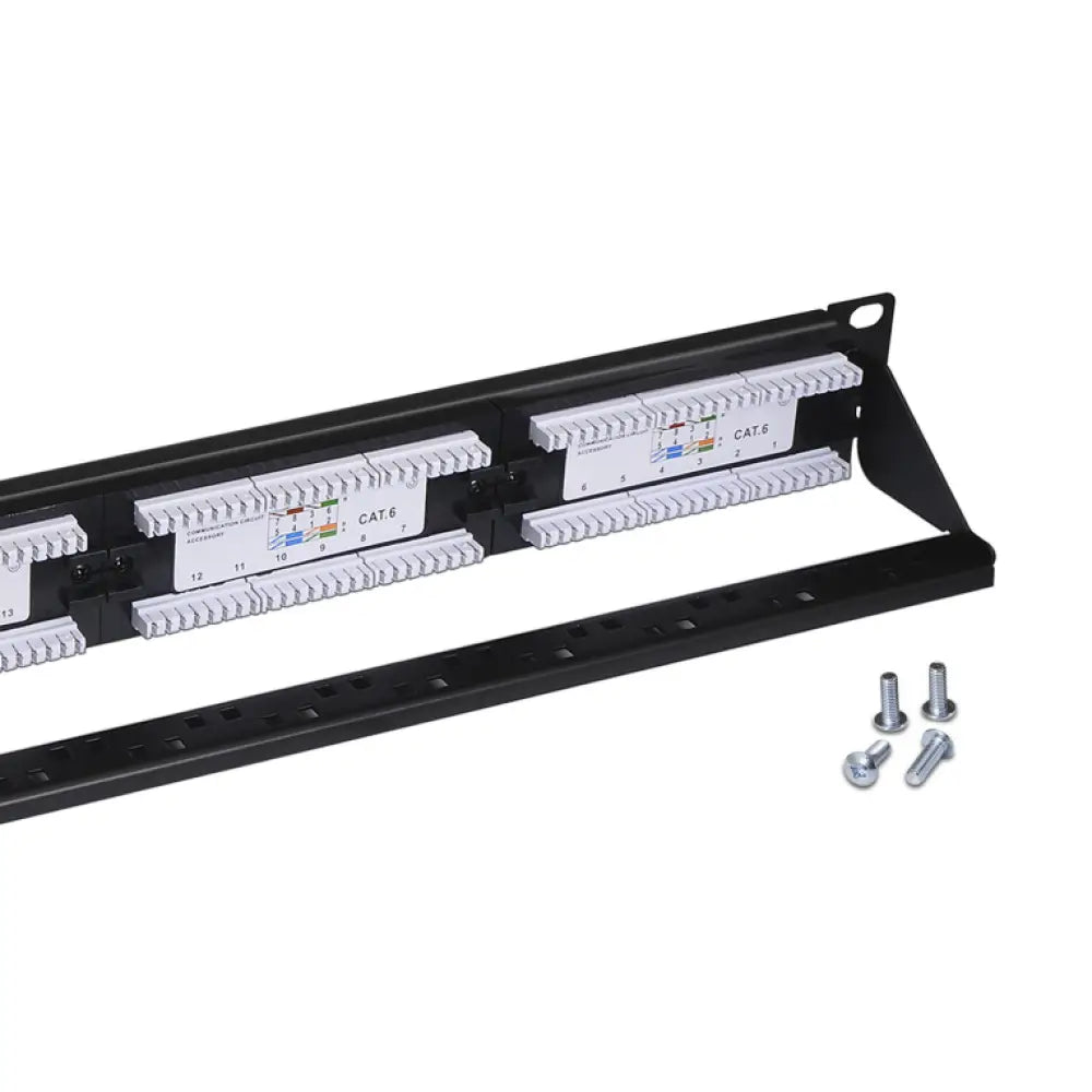 AISENS Panel De Parcheo De 24 Puertos RJ45 Cat.6 UTP. 19" 1U Dual IDC Con Gestion De Cables. Negro - detalle