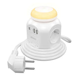 AISENS Regleta de Enchufes Sobremesa Multifuncion con 4 Tomas + 1xUSB-C 20W PD3.0. 2xUSB-A 18W QC3.0. Luz Nocturna. 1.8M