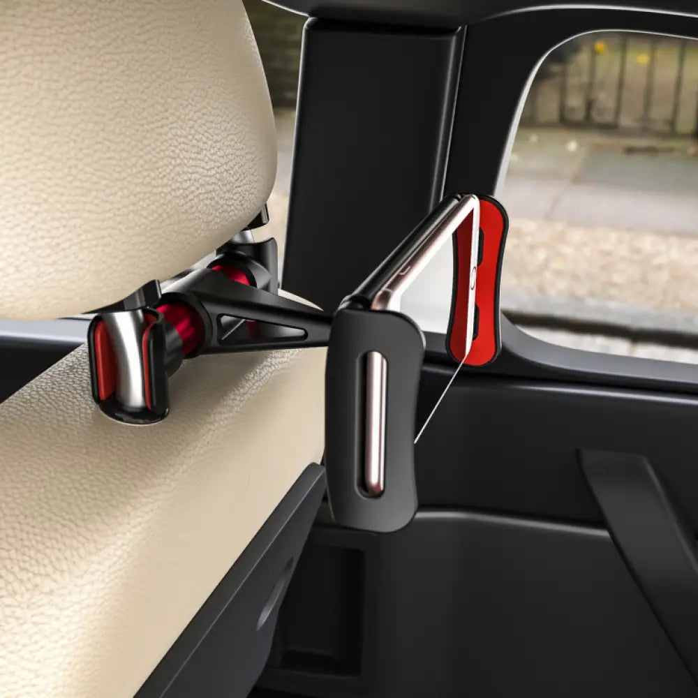 AISENS Soporte Coche Ajustable (1 Pivote) Para Reposacabezas Para Telefono / Tablet. Rojo - detalle