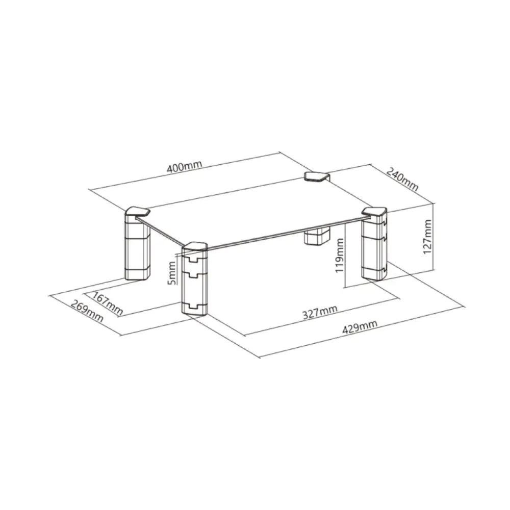 AISENS Soporte Elevador Cristal para Monitor/Portátil. Negro - detalle