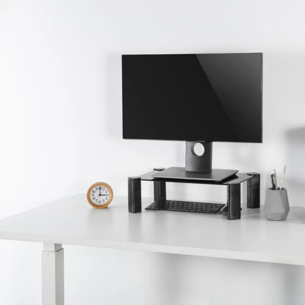 AISENS Soporte Elevador Cristal para Monitor/Portátil. Negro - detalle