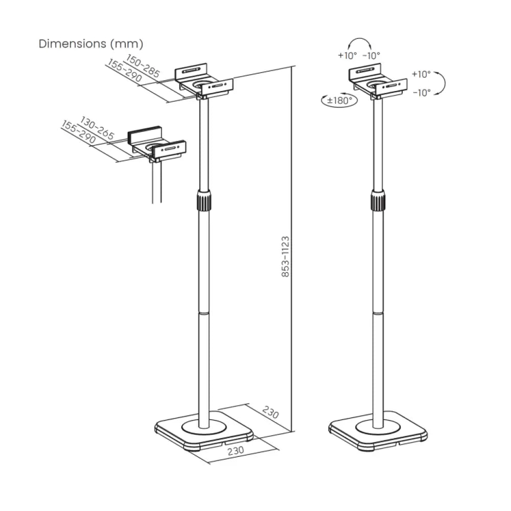 AISENS Soporte Universal De Suelo Giratorio E Inclinable Para Altavoces. Negro - detalle