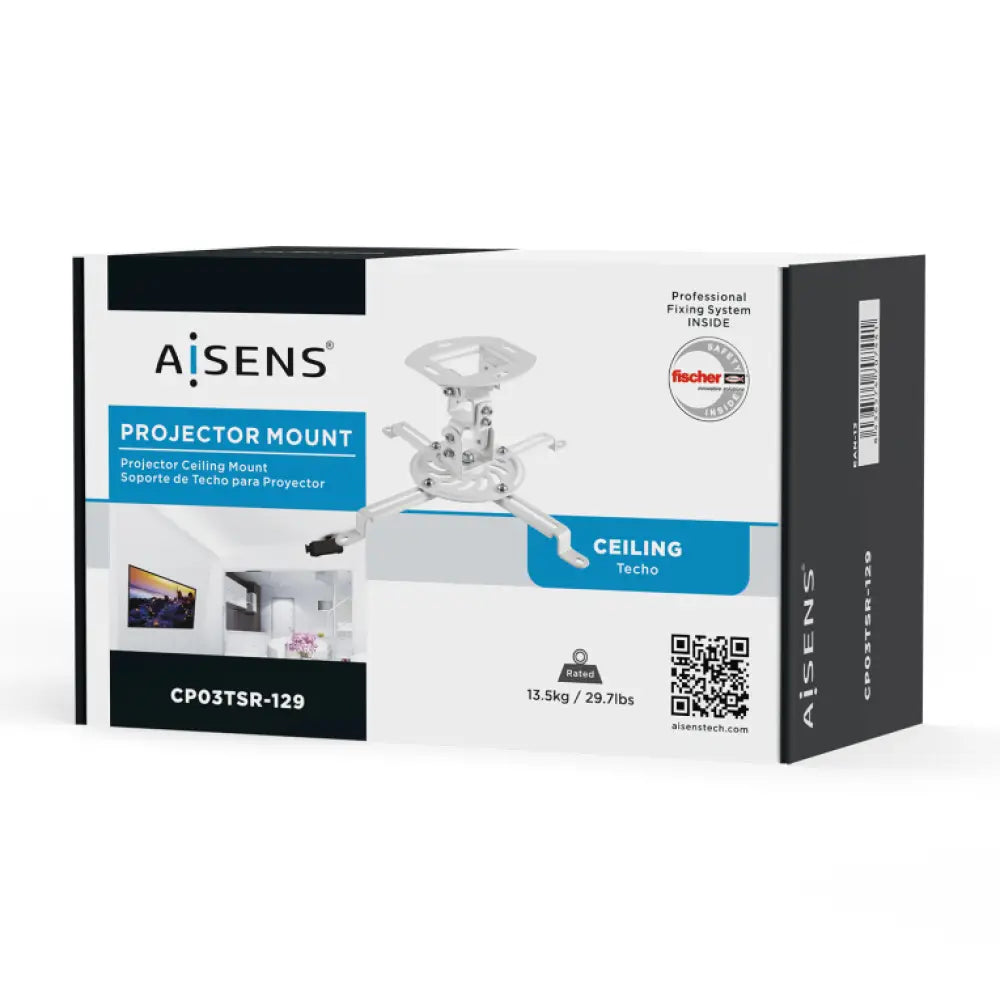 AISENS Soporte Universal Giratorio. Inclinable de Techo para Proyector 13.5Kg. Blanco - detalle