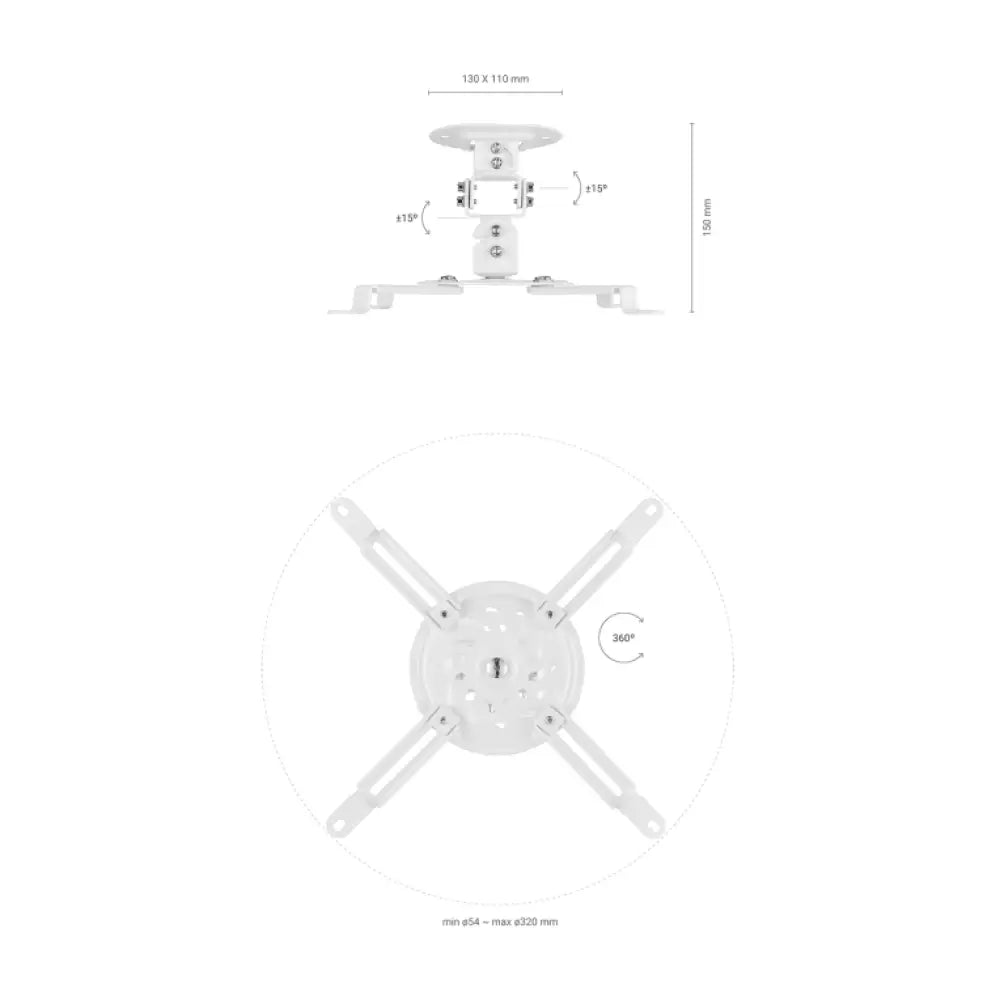AISENS Soporte Universal Giratorio. Inclinable de Techo para Proyector 13.5Kg. Blanco - detalle