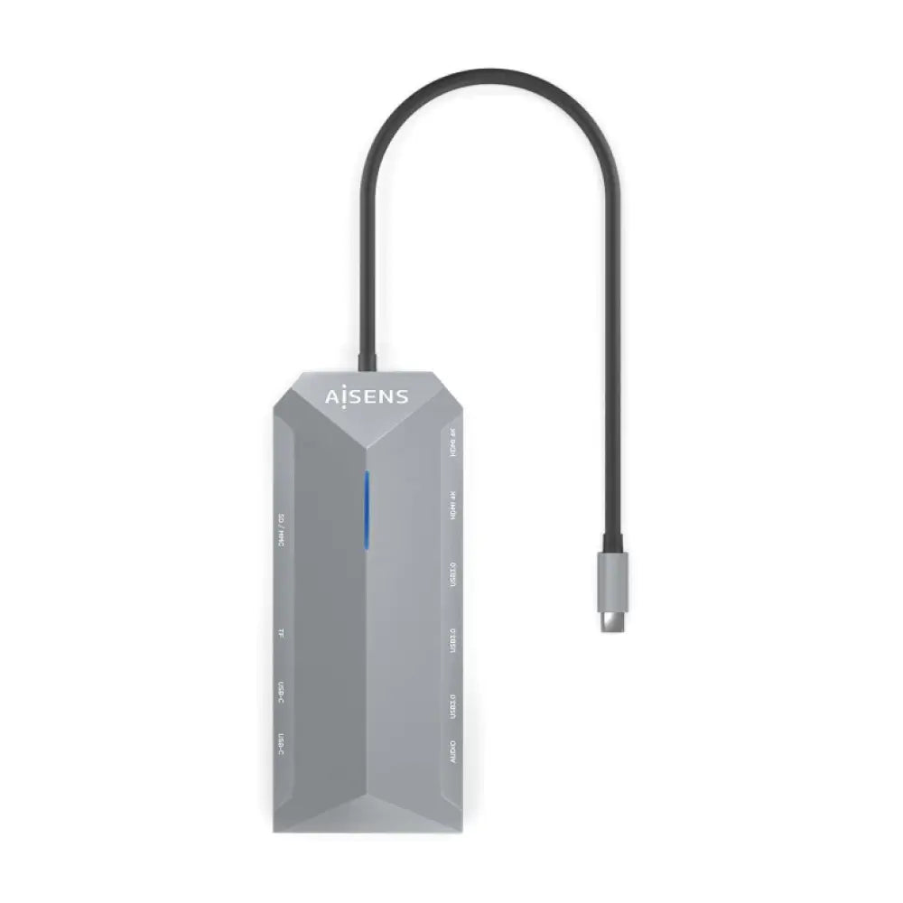 AISENS USB-C Dock 12 En 1. USB-C A 2xHDMI. 1xRJ45. 3xUSB-A. 2xUSB-C. 1xUSB-C PD. 1xAudio. 1xSD. 1xMicro SD. Gris. 30cm - detalle