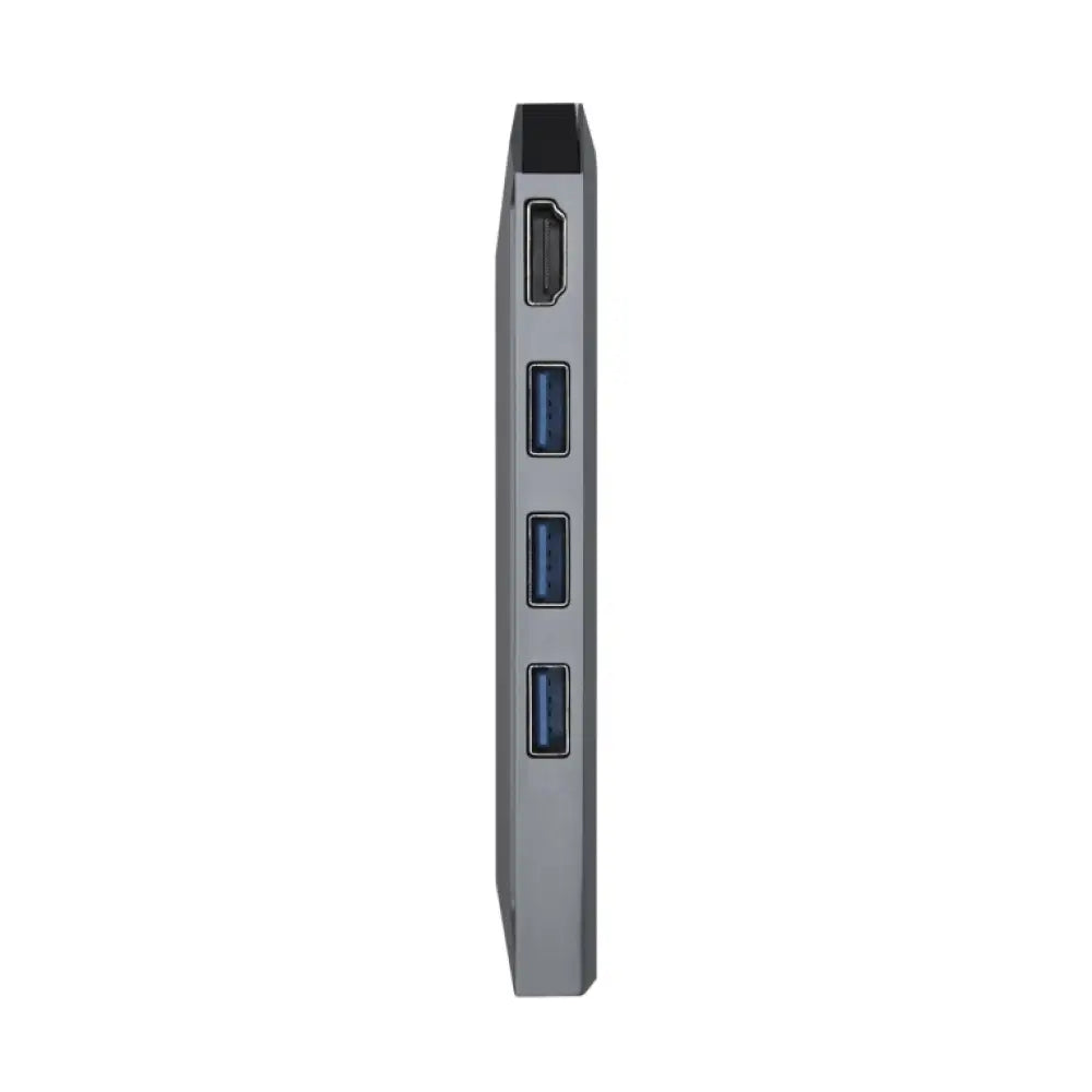 AISENS USB-C dock 8 en 1. USB-C a 1xHDMI. 1xRJ45. 3xUSB. 1xPD. 1xSD. 1xMicroSD. Gris. 15 cm - detalle