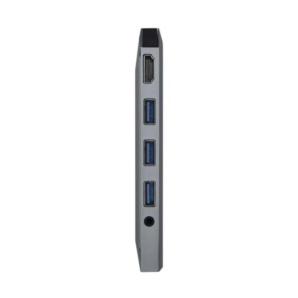 AISENS USB-C Dock 9 en 1. USB-C a 1x HDMI. 1xRJ45. 3x USB. 1x PD. 1x Audio. 1x SD. 1x Micro SD. Gris. 15 cm - detalle