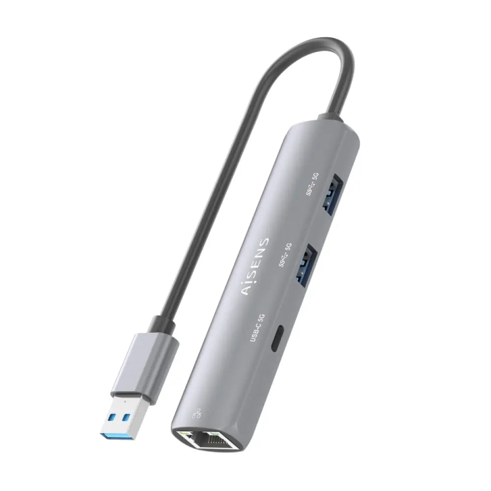 AISENS USB3.0 Dock USB-A A Ethernet Gigabit + Hub 1xUSB-C+2xUSB-A. Gris. 15cm - detalle