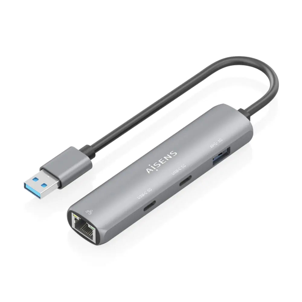 AISENS USB3.0 Dock USB-A A Ethernet Gigabit + Hub 2xUSB-C+1xUSB-A. Gris. 15cm - detalle