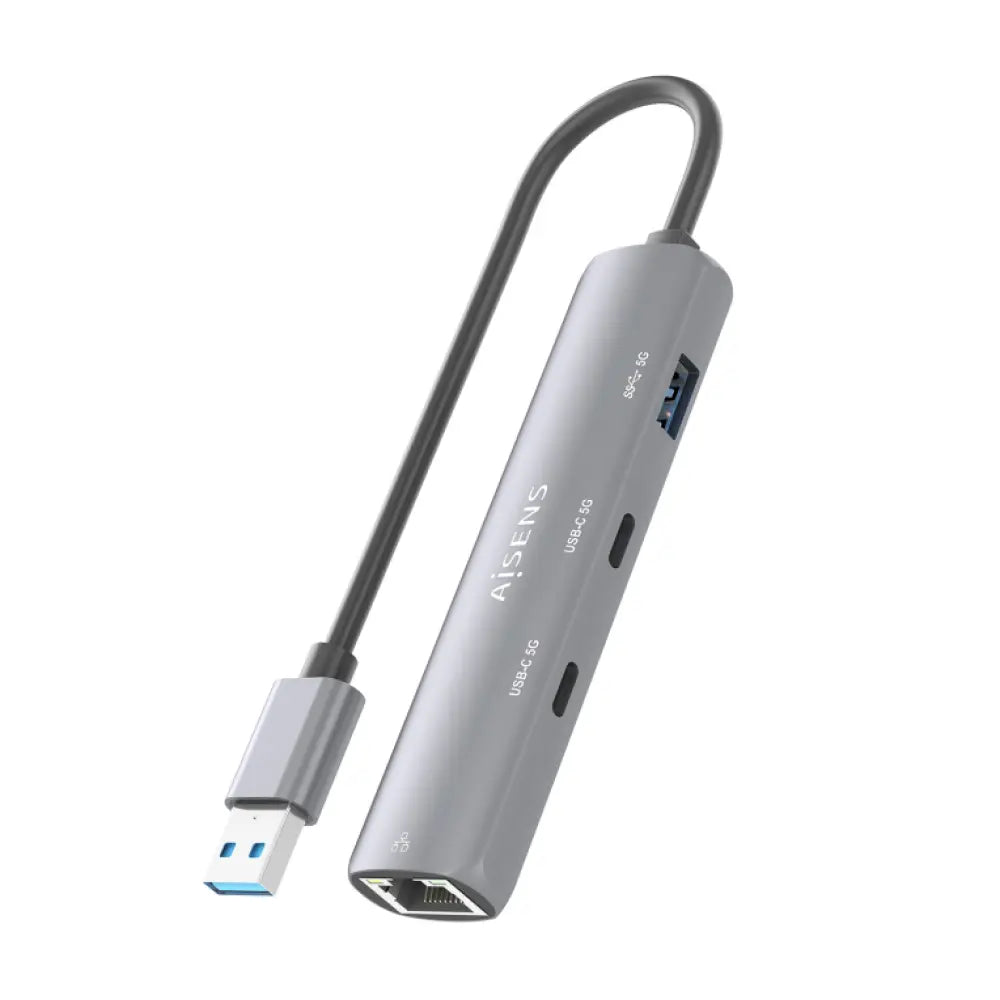 AISENS USB3.0 Dock USB-A A Ethernet Gigabit + Hub 2xUSB-C+1xUSB-A. Gris. 15cm - detalle