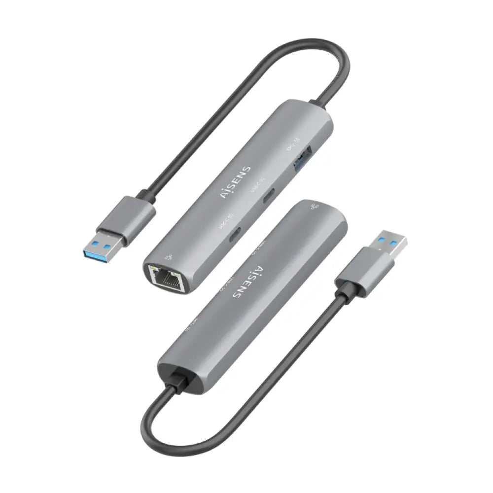 AISENS USB3.0 Dock USB-A A Ethernet Gigabit + Hub 2xUSB-C+1xUSB-A. Gris. 15cm - detalle