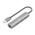 AISENS USB3.0 Dock USB-A A Ethernet Gigabit + Hub 3xUSB-A. Gris. 15cm