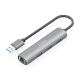 AISENS USB3.0 Dock USB-A A Ethernet Gigabit + Hub 3xUSB-A. Gris. 15cm