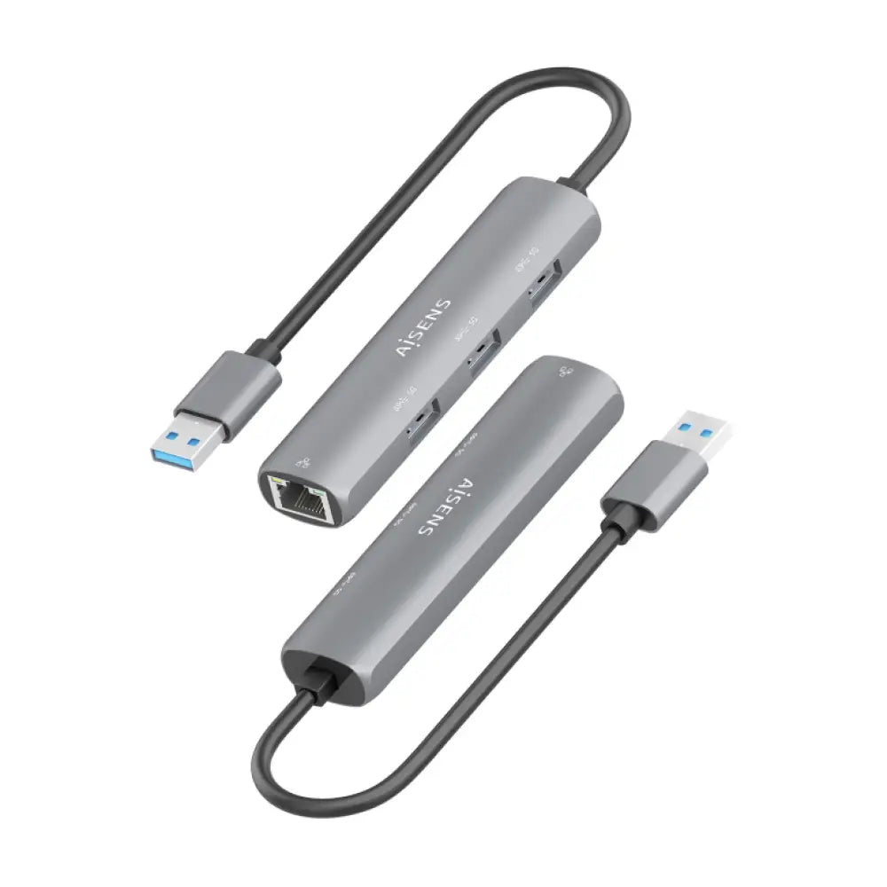 AISENS USB3.0 Dock USB-A A Ethernet Gigabit + Hub 3xUSB-A. Gris. 15cm - detalle