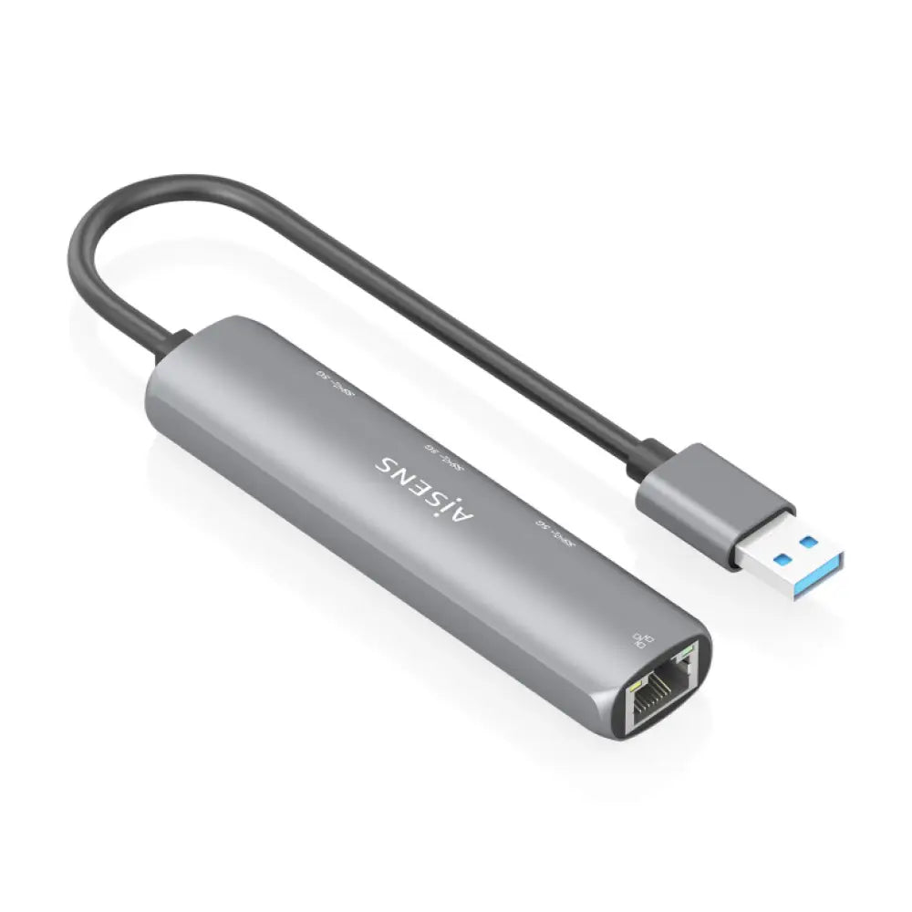 AISENS USB3.0 Dock USB-A A Ethernet Gigabit + Hub 3xUSB-A. Gris. 15cm - detalle