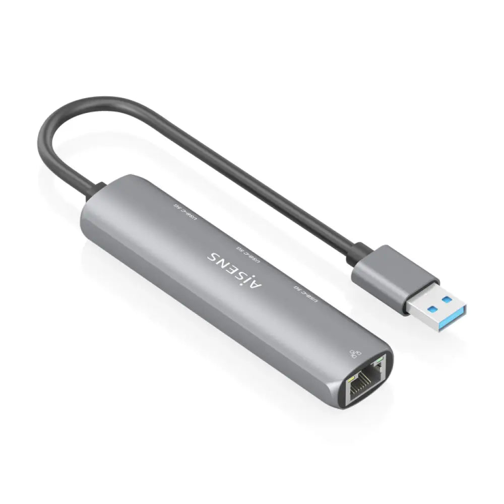 AISENS USB3.0 Dock USB-A A Ethernet Gigabit + Hub 3xUSB-C. Gris. 15cm - detalle