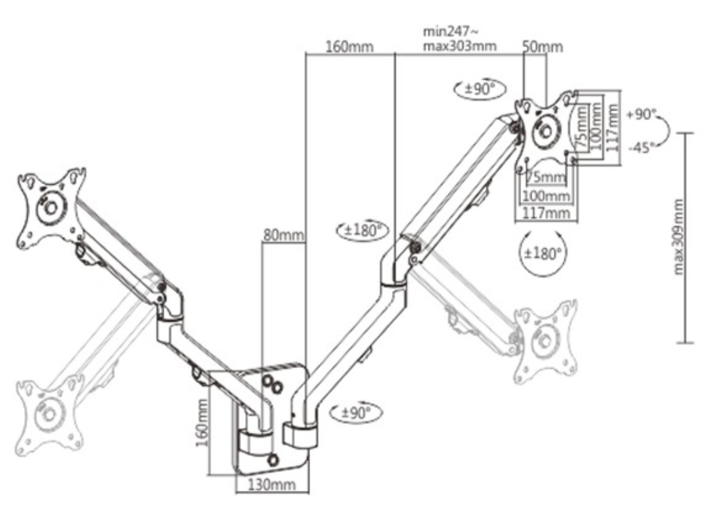 AJUSTABLE WALL DISPLAY MOUNTING ARM UP TO 27"? 7 KG GEMBIRD - detalle