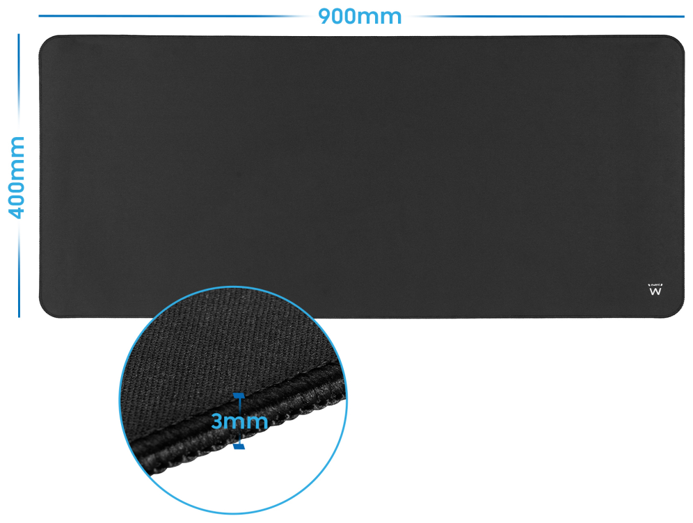 ALFOMBRILLA EWENT EXTRA-GRANDE EN LYCRA ANTIDESLIZANTE NEGRO - detalle