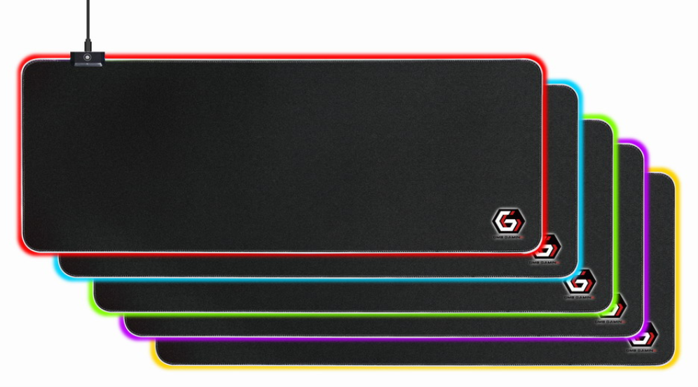 ALFOMBRILLA GAMING GEMBIRD LUZ LED NEGRO L 800X300X4 RGB - detalle