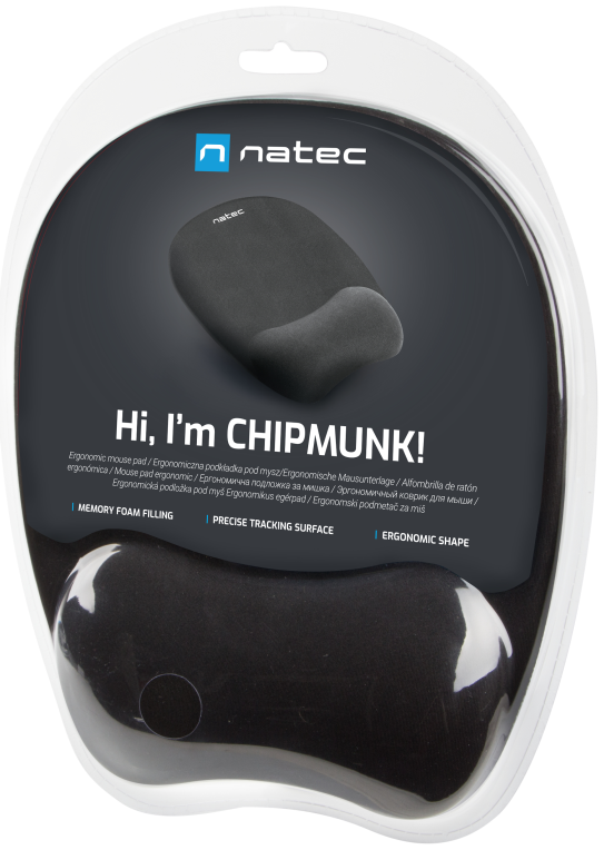 ALFOMBRILLA NATEC CHIPMUNK REPOSAMUÑECAS NEGRA 230X200 MM - detalle