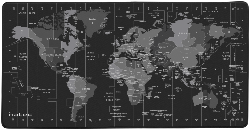 ALFOMBRILLA NATEC TIME ZONE MAP MAXI 800X400 MM