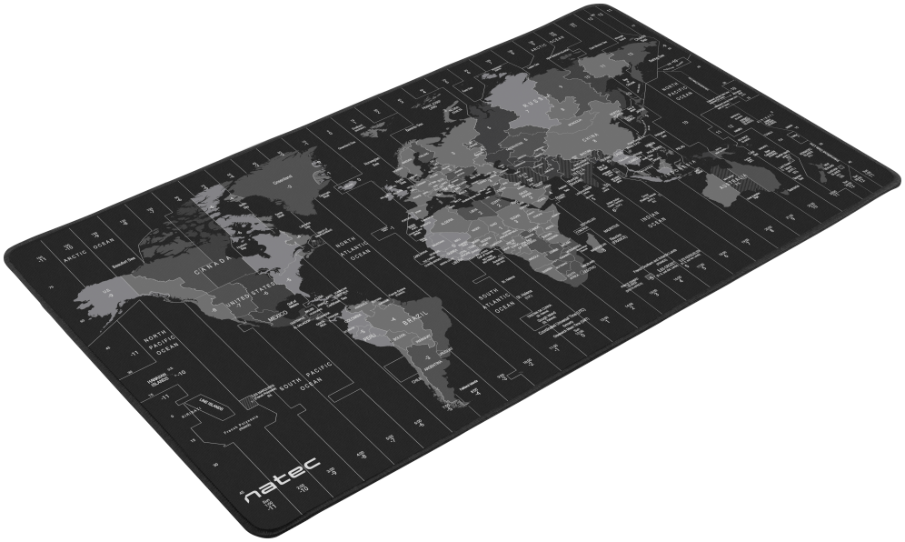 ALFOMBRILLA NATEC TIME ZONE MAP MAXI 800X400 MM - detalle
